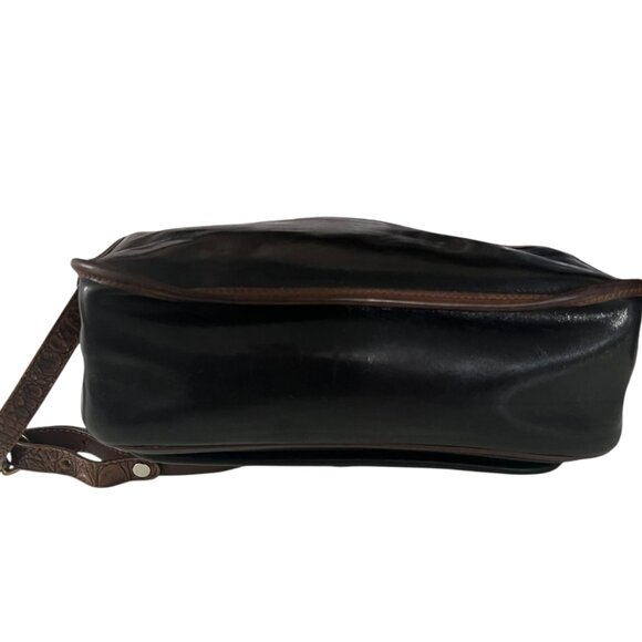 Vintage Brahmin Croc Embossed Leather Crossbody Bag Black‎ & Brown - Picture 5 of 13